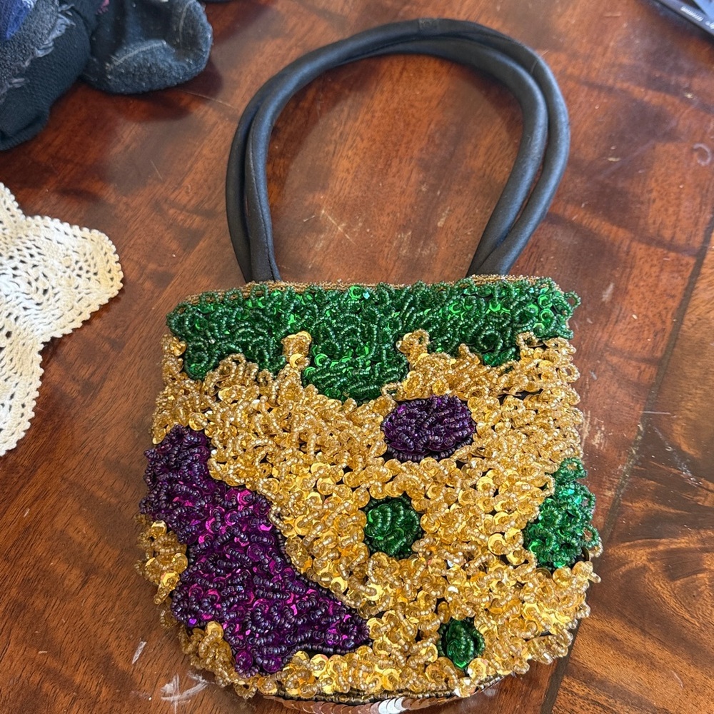 MARDI GRAS ladies beaded vintage small bag very good condition - Picture 9 of 12